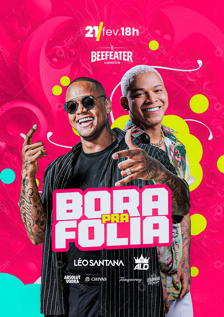Bora pra Folia Léo Santana Aldair Playboy Flyer Carnaval Social Media PSD Editável