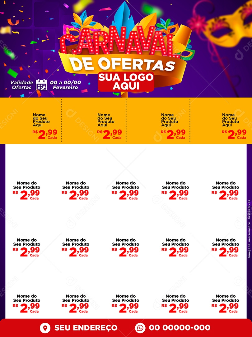 Social Media Encarte Carnaval de Ofertas PSD Editável