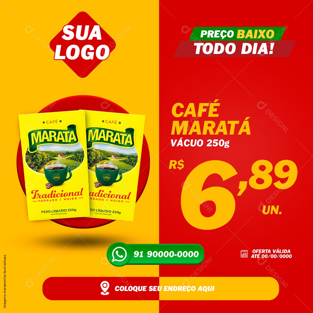 Social Media Oferta do Dia Supermercados PSD Editável