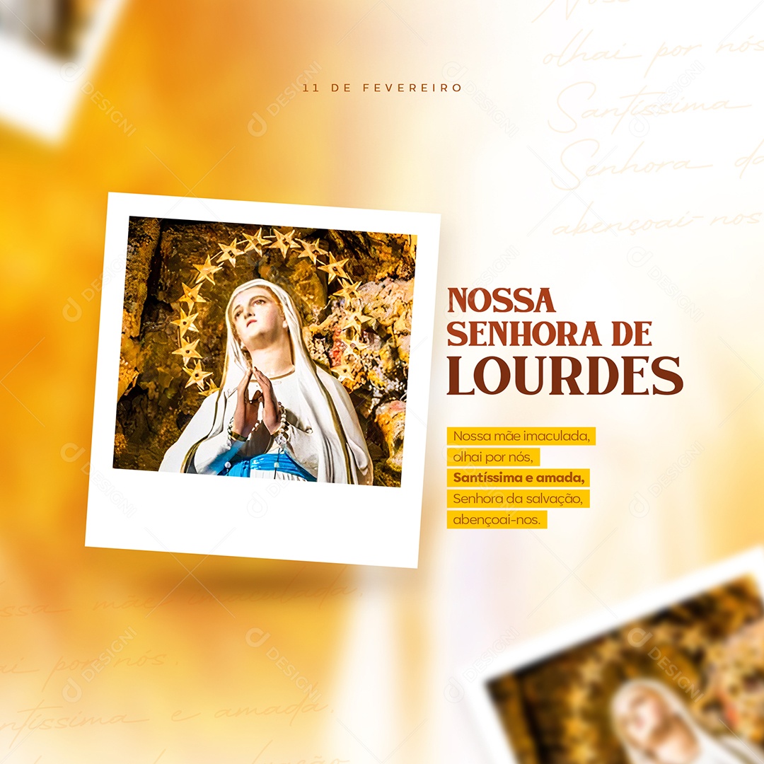 Our Mother Look For Us Our Lady of Lourdes Day February 11th Social Media PSD Editable