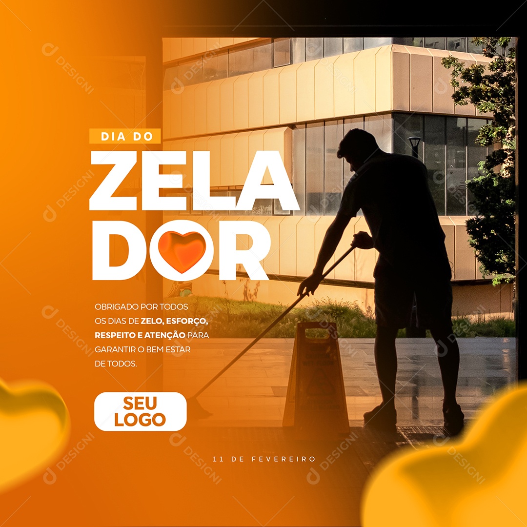 Obrigado por Todos os Dias de Zelo Esforço Respeito e Atenção Dia Do Zelador Social Media PSD Editável