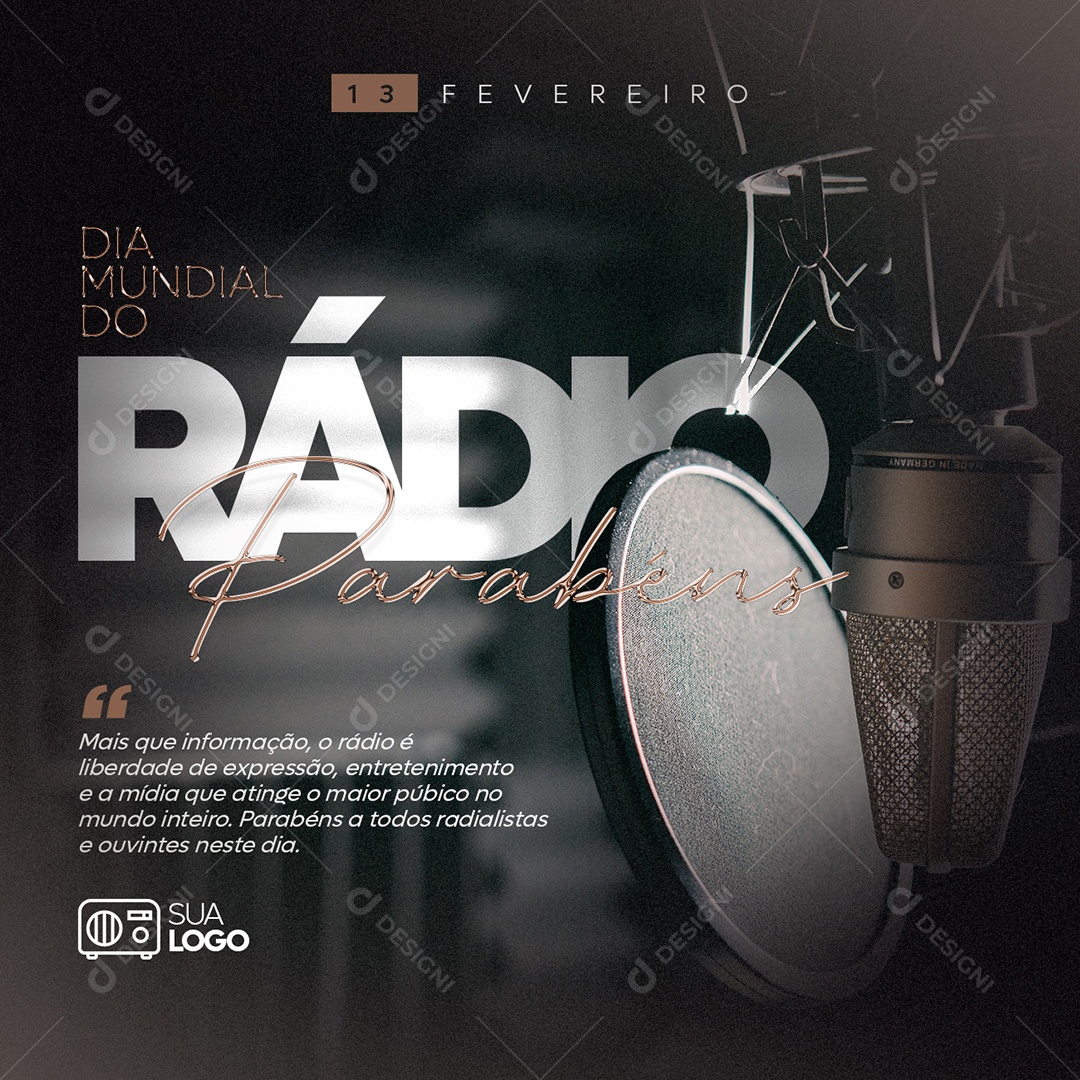 More than Information Radio Is Freedom of Expression World Radio Social Media Day Editable PSD