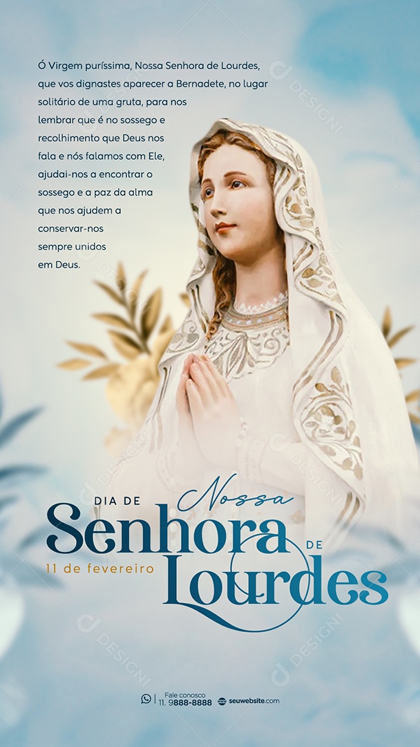 Story Dia de Nossa Senhora de Lourdes 11 de Fevereiro Social Media PSD Editável