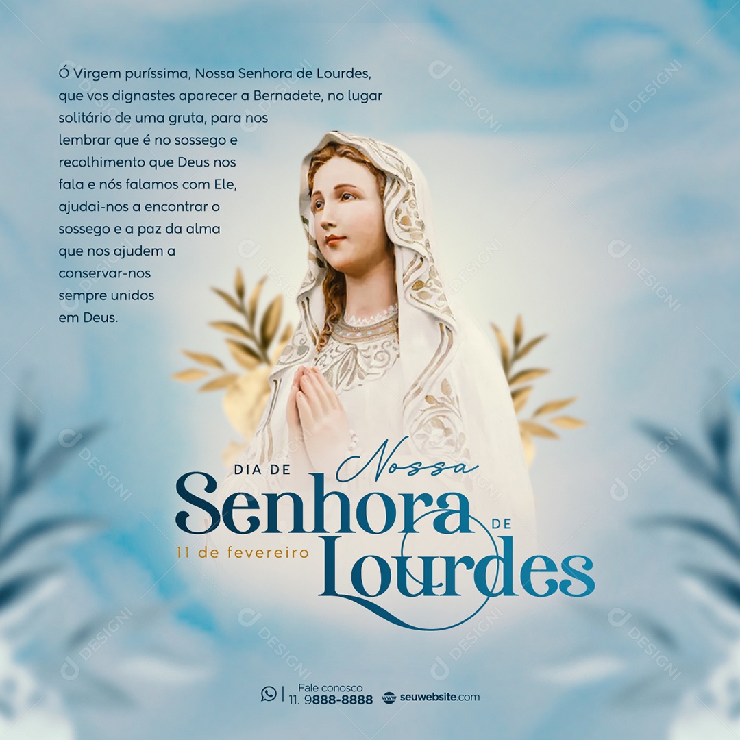 Dia de Nossa Senhora de Lourdes 11 de Fevereiro Social Media PSD Editável