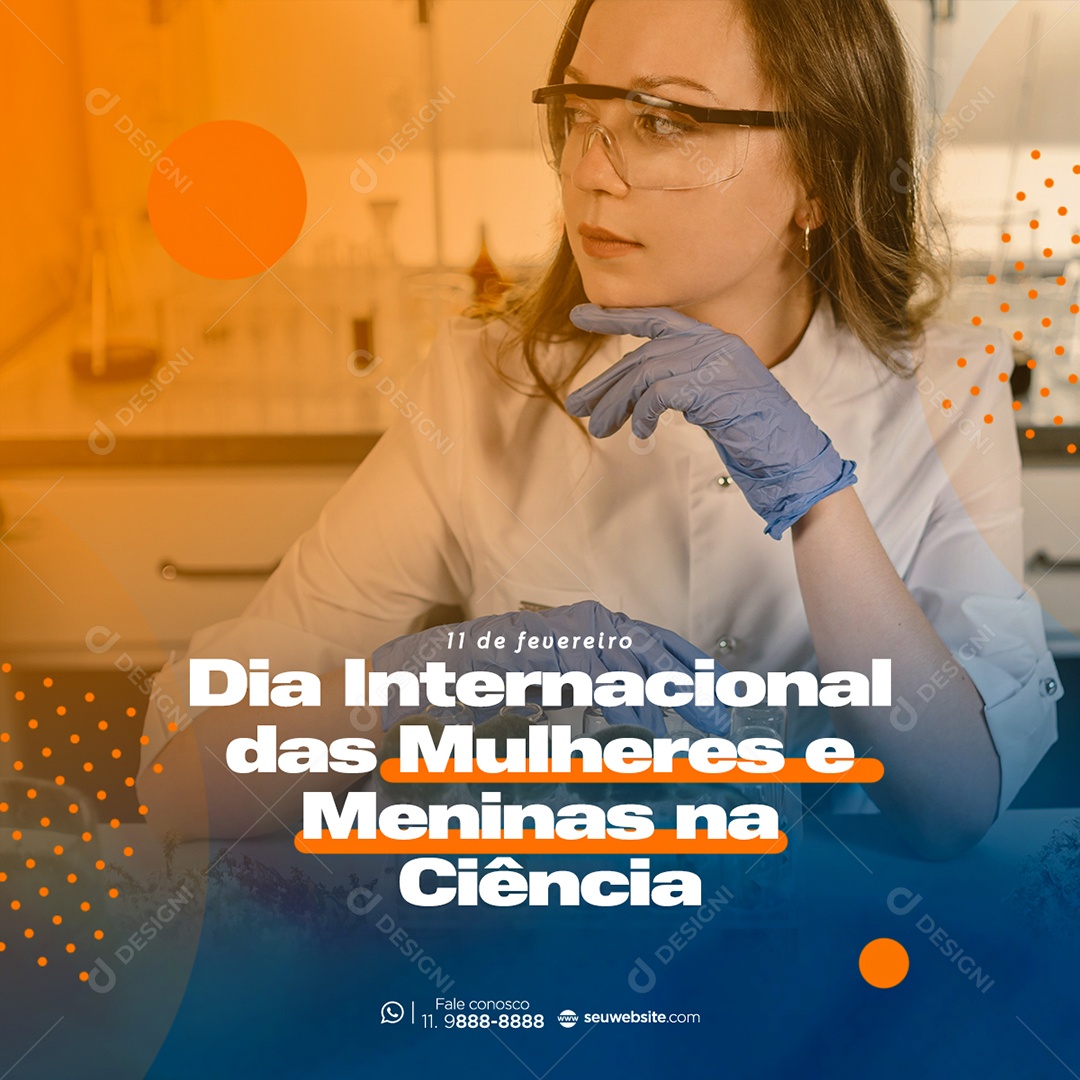 Dia Internacional das Mulheres e Meninas na Ciência 11 de Fevereiro Social Media PSD Editável