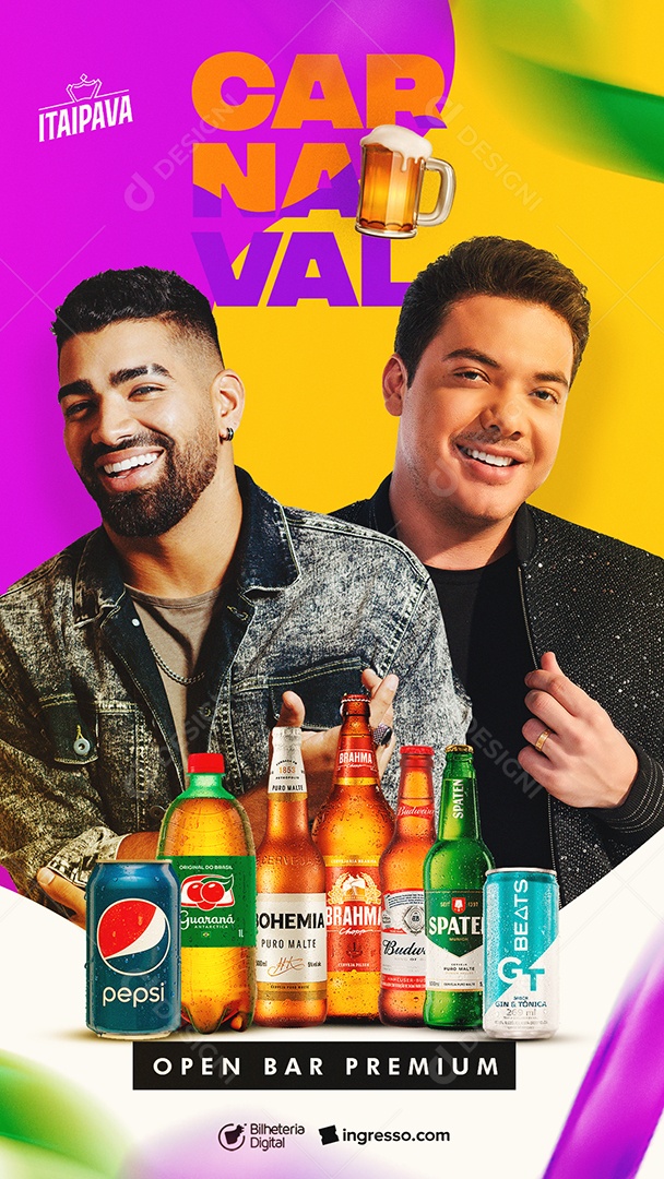 Story Carnaval Open Bar Premium Dilsinho Wesley Safadão Flyer Social Media PSD Editável