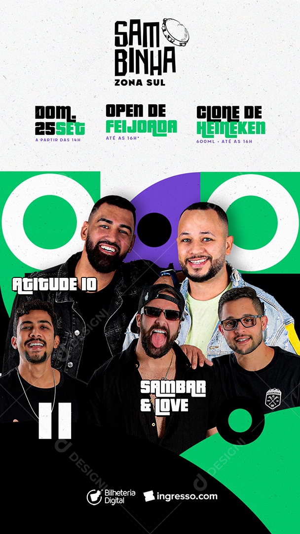 Story Sambinha Atitude 10 Samba & Love Flyer Social Media PSD Editável