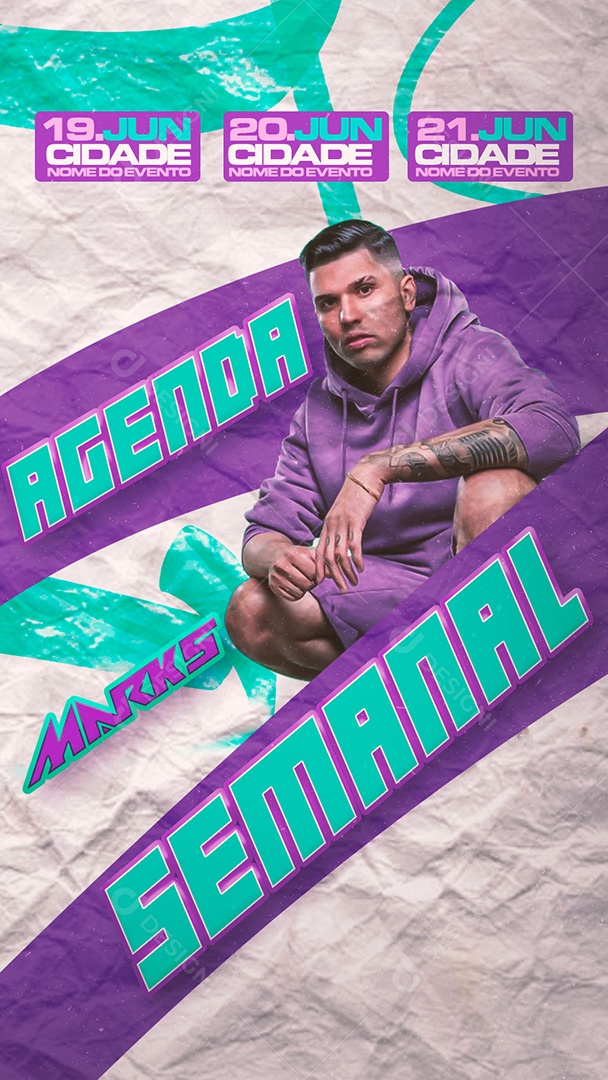 Story Agenda Semanal Marks Flyer Social Media PSD Editável