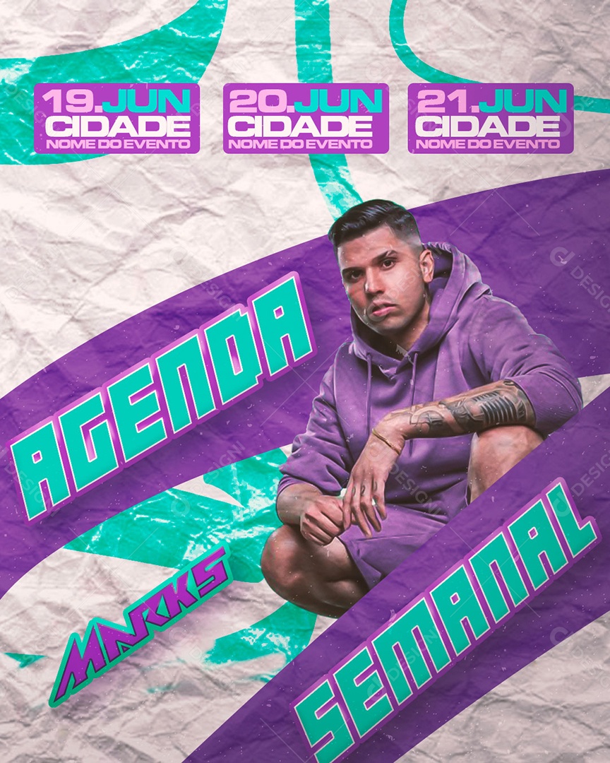 Agenda Semanal Marks Flyer Social Media PSD Editável