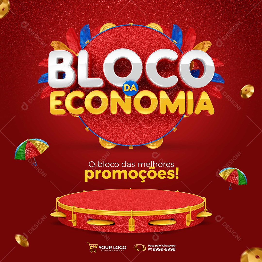 Bloco da Economia Produtos Supermercado Carnaval Social Media PSD Editável