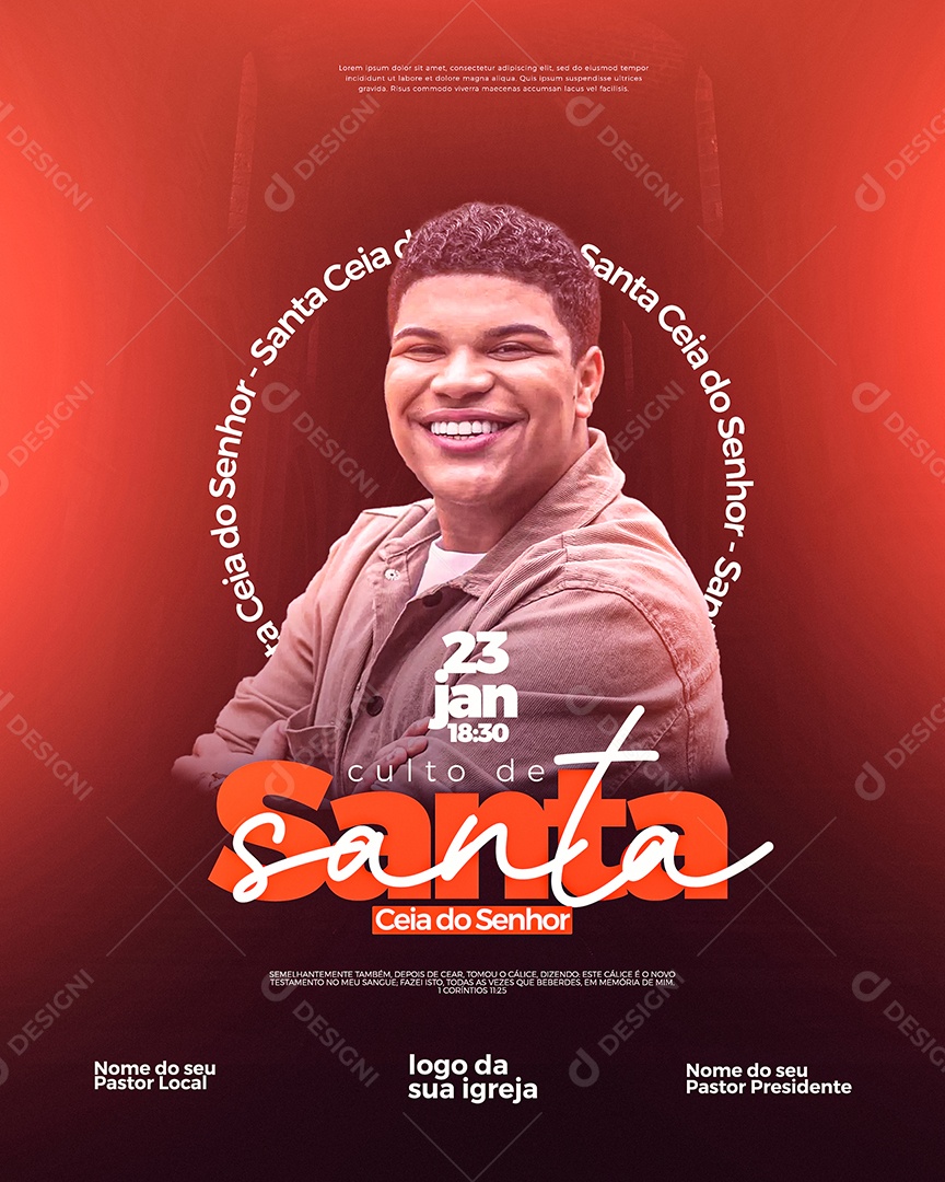 Social Media Flyer Gospel Culto Santa Ceia PSD Editável