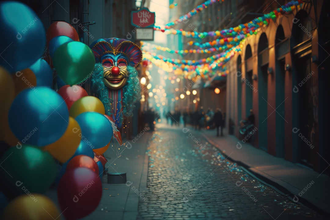 Ruas decoradas para festa de carnaval brasileiro, festa junina, festa de parintins e comemorações