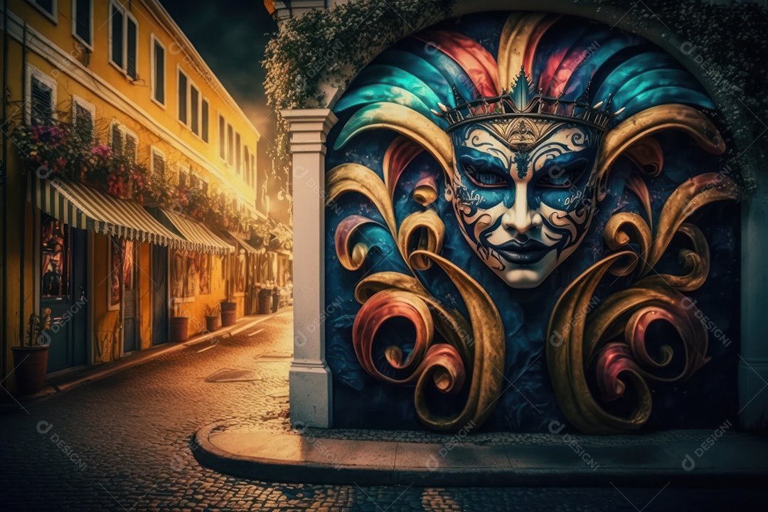 Ruas decoradas para festa de carnaval brasileiro, festa junina, festa de parintins e comemorações