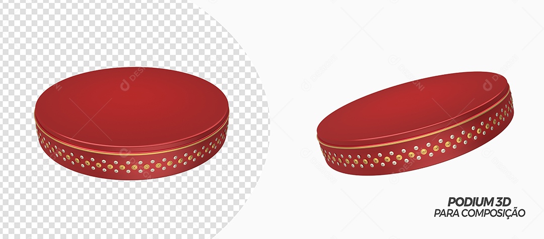 Podium Vermelho 3D Para Composição PSD