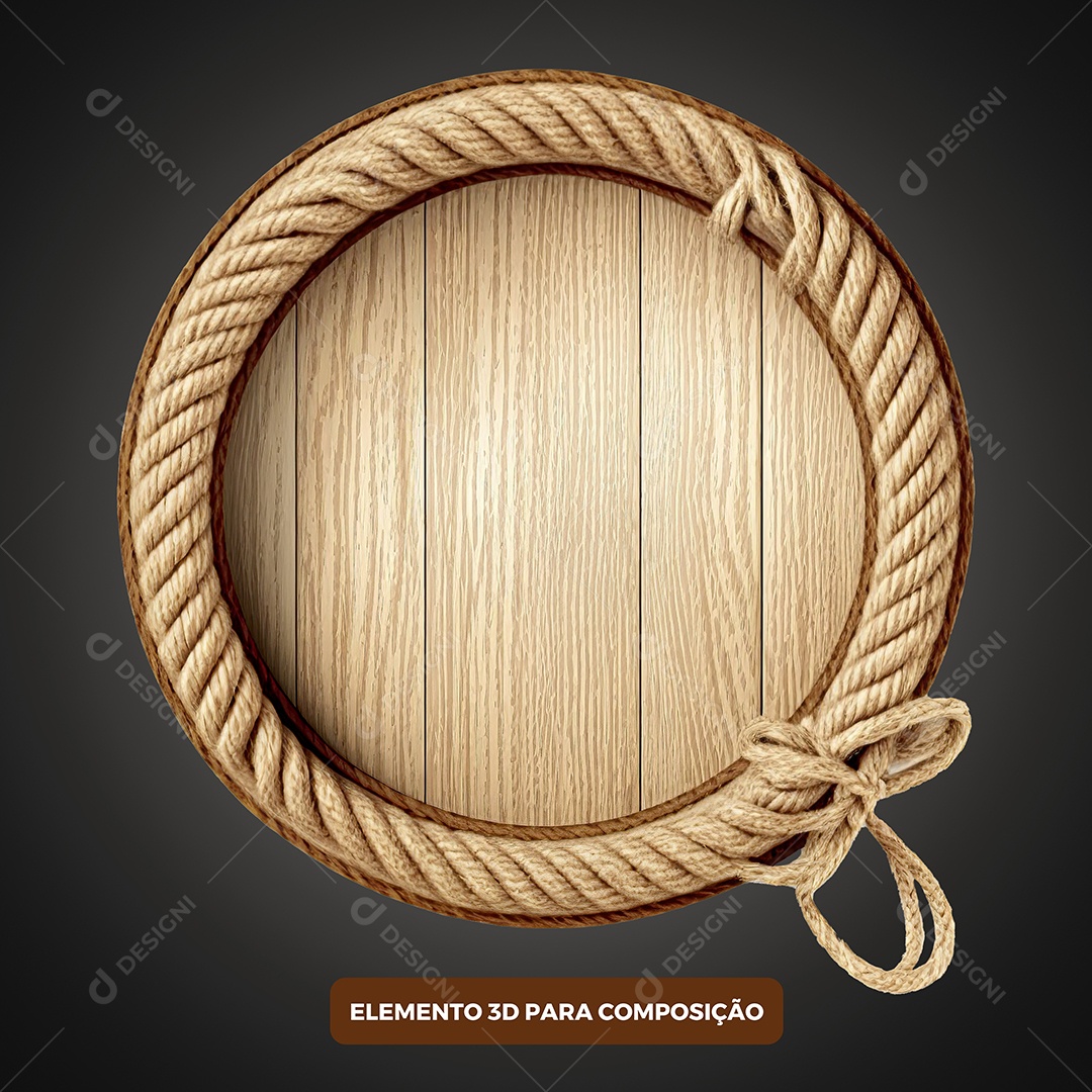 Circulo de Madeira Com Corda Elemento 3D PSD