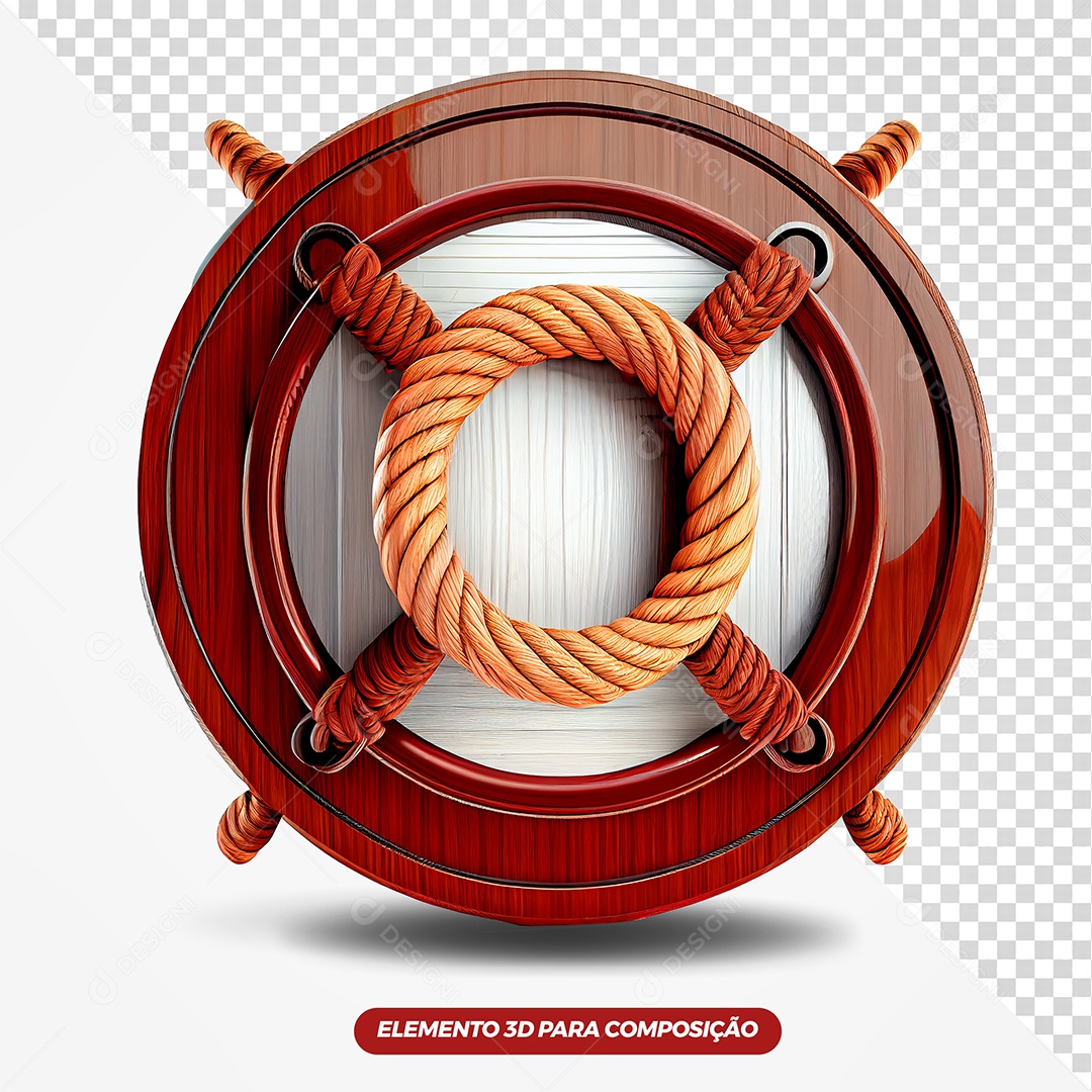 Circulo de Madeira Com Corda Elemento 3D PSD