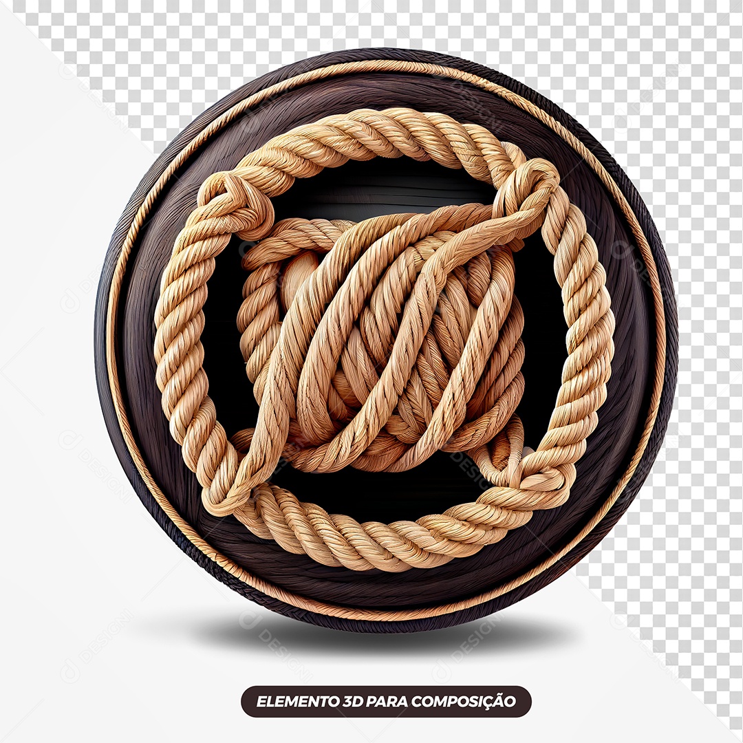 Circulo de Madeira Com Corda Elemento 3D PSD