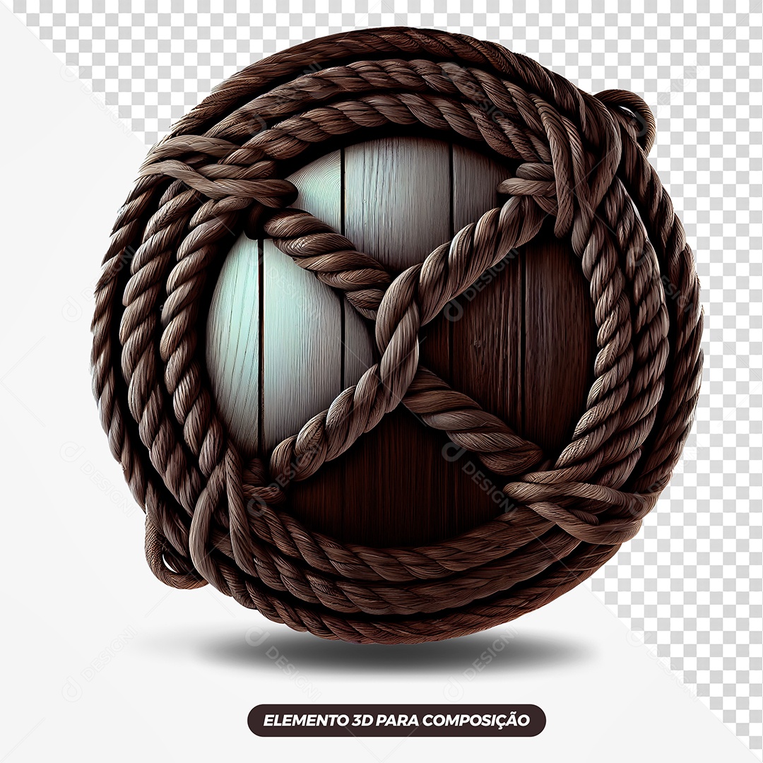 Circulo de Madeira Com Corda Elemento 3D PSD