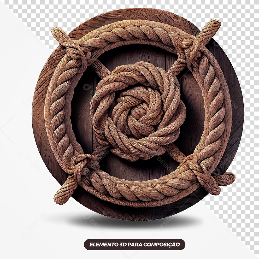 Circulo de Madeira Com Corda Elemento 3D PSD