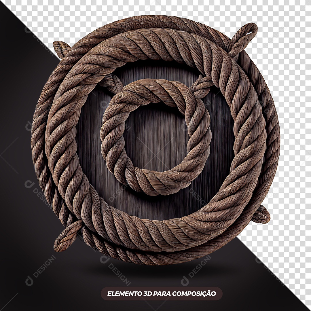 Circulo de Madeira Com Corda Elemento 3D PSD
