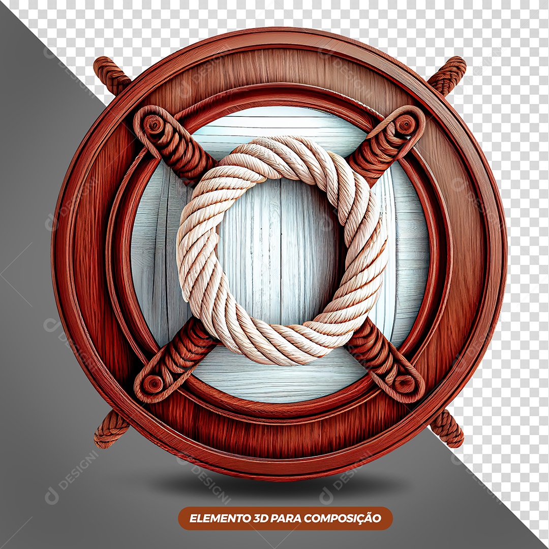 Circulo de Madeira Com Corda Elemento 3D PSD