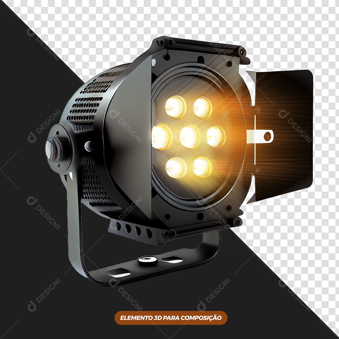 Refletor de Luz Com Luzes Amarela Elemento 3D