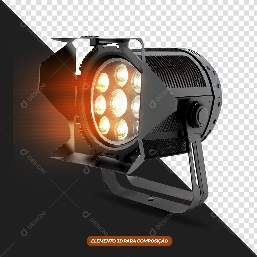 Refletor de Luz Com Luzes Amarela Elemento 3D