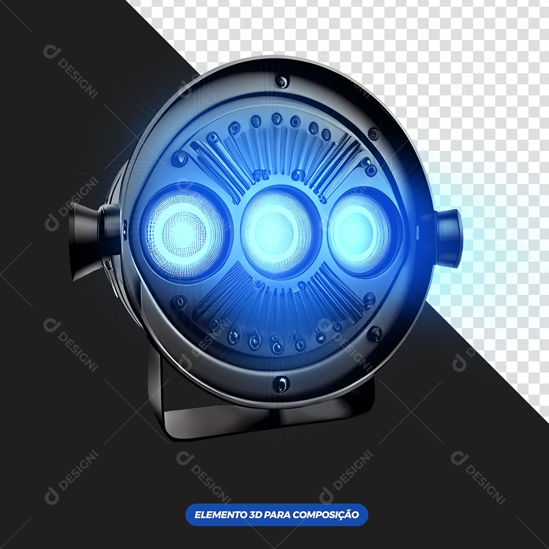 Refletor de Luz Com Luzes Azul Elemento 3D