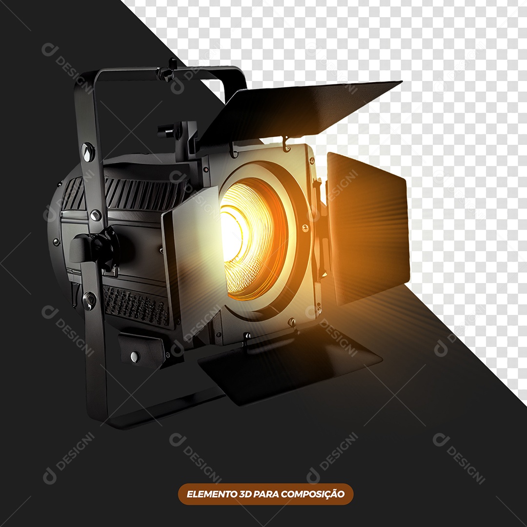 Refletor de Luz Com Luzes Amarela Elemento 3D