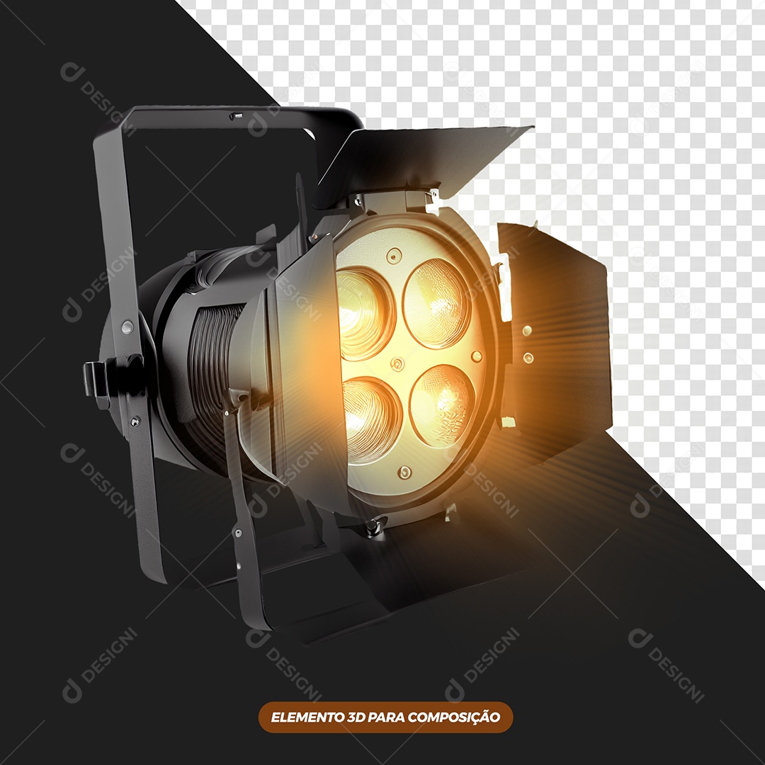 Refletor de Luz Com Luzes Amarela Elemento 3D