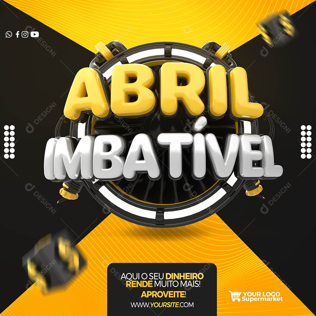 Selo 3D Abril Imbatível Para Composição PSD