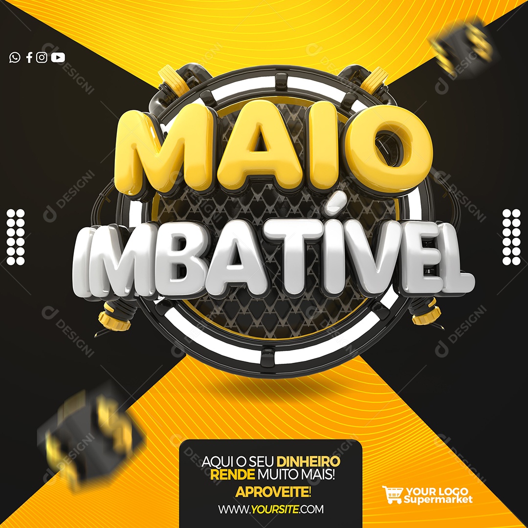 Selo 3D Maio Imbatível Para Composição PSD