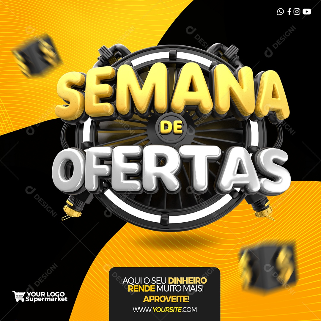 Selo 3D Semana de Ofertas Para Composição PSD