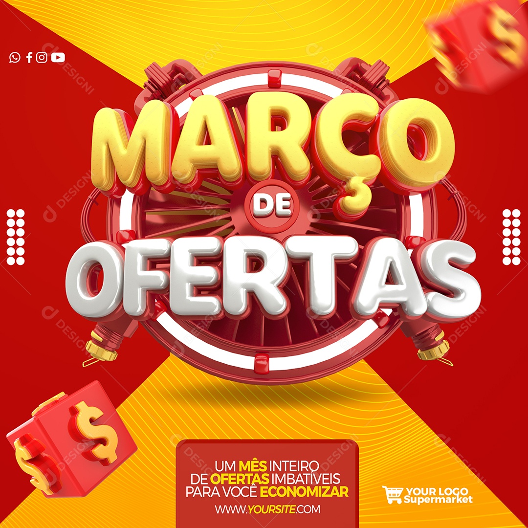 Selo 3D Março Imbatível Para Composição PSD