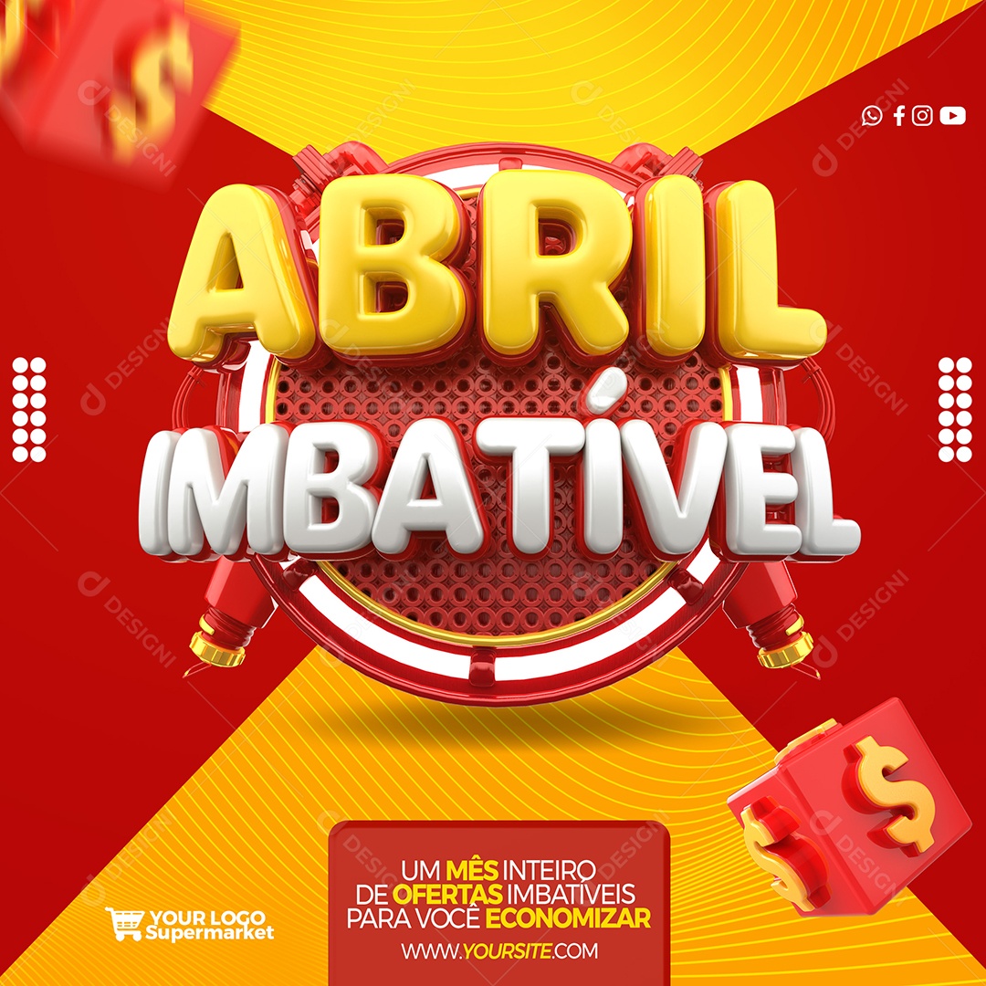 Selo 3D Abril Imbatível Para Composição PSD