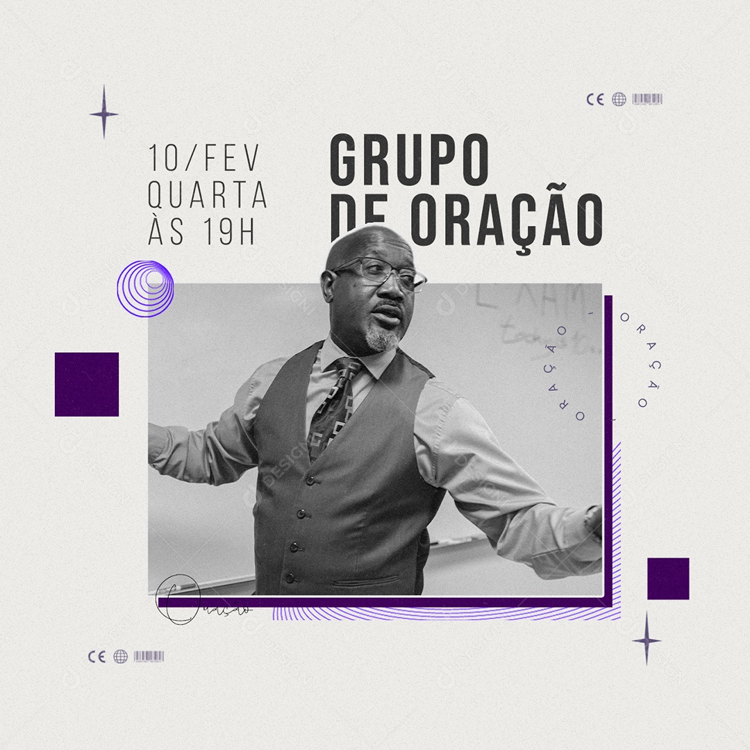 Grupo de Oração Quarta Às 19H Gospel Flyer Social Media PSD Editável