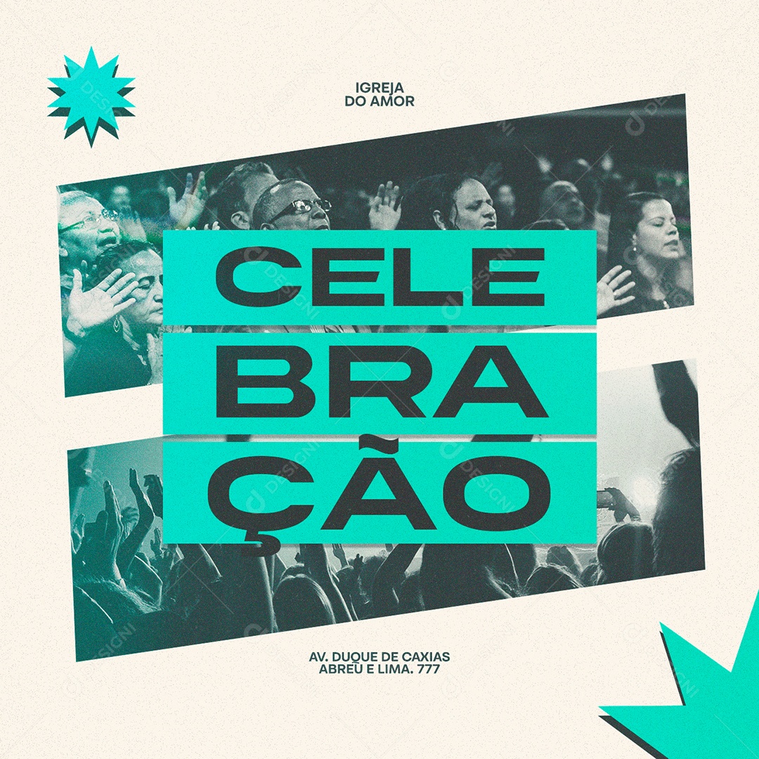 Celebração Igreja do Amor Gospel Flyer Social Media PSD Editável