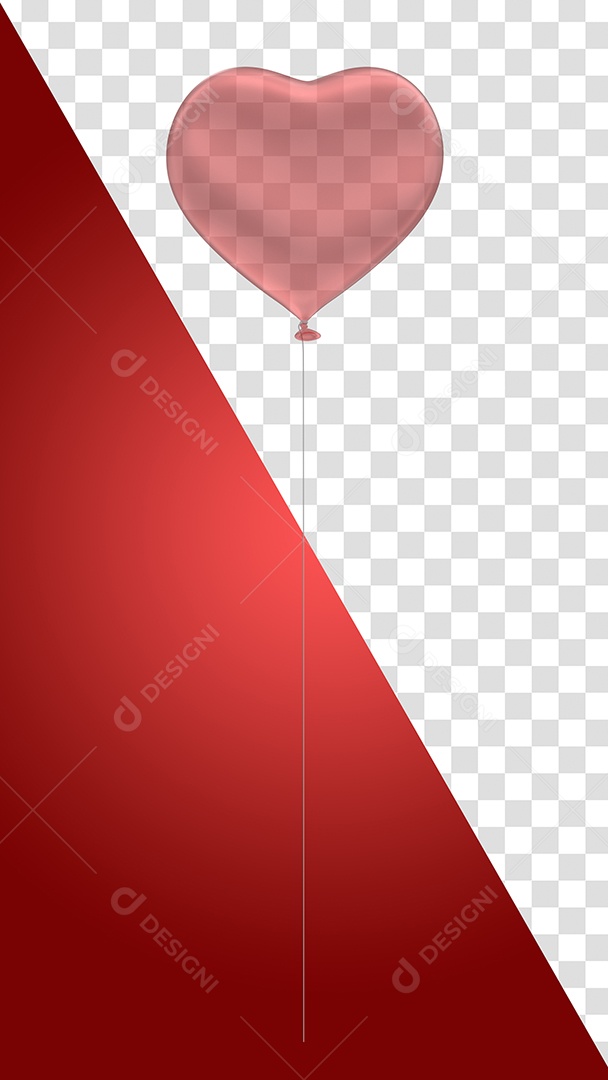 Balão Vermelho de Coração 3D do Dia Dos Namorados para Composição PSD