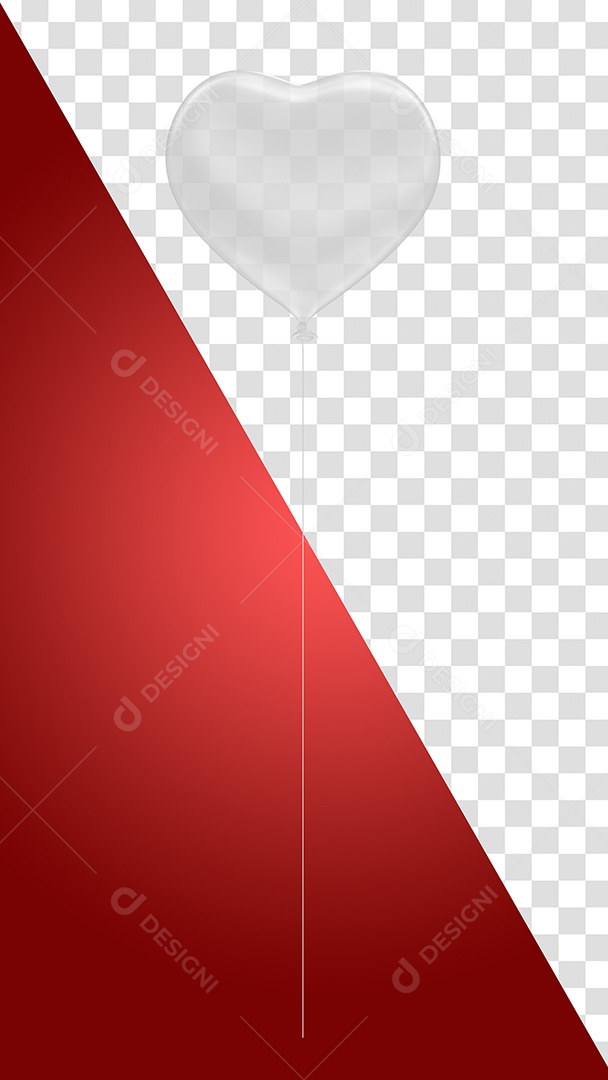 Balão Branco de Coração 3D do Dia Dos Namorados para Composição PSD