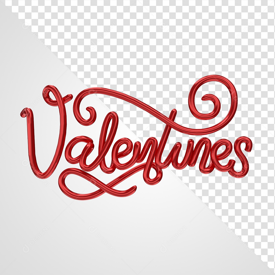 Valentunes Texto 3D do Dia Dos Namorados Vermelho para Composição PSD