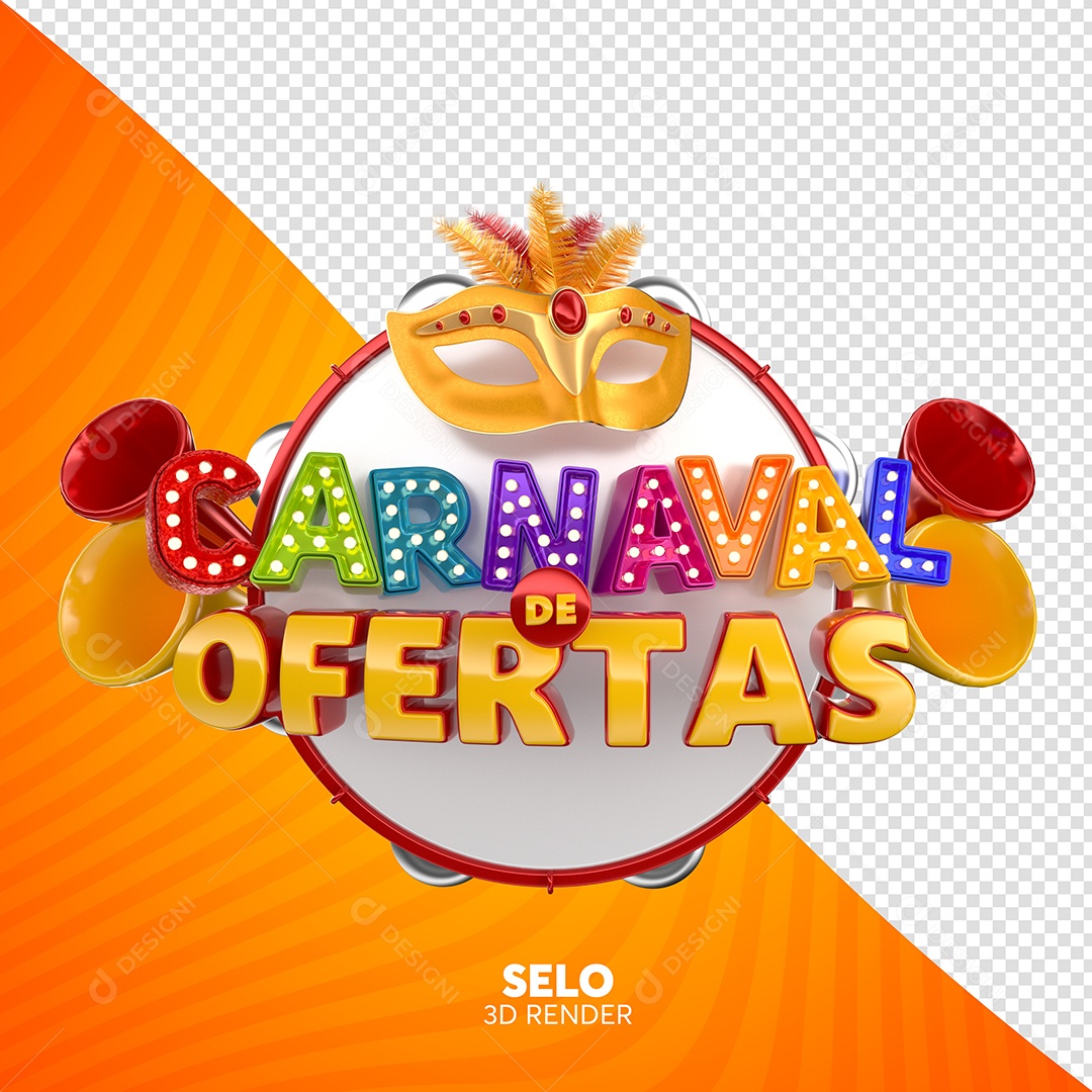 Carnaval de Ofertas Selo 3D para Composição PSD