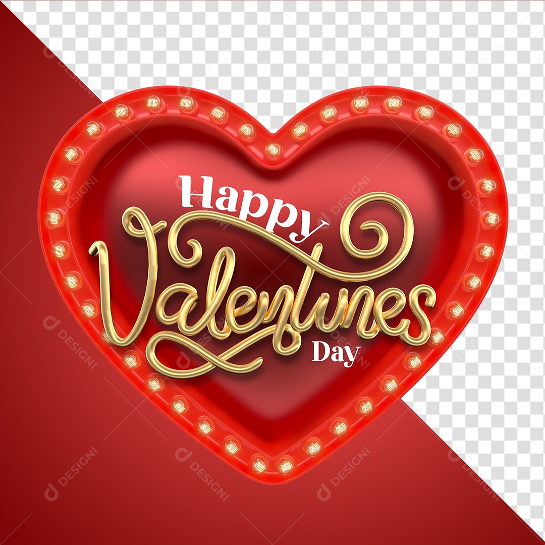 Happy Valentunes Day Selo 3D do Dia Dos Namorados para Composição PSD