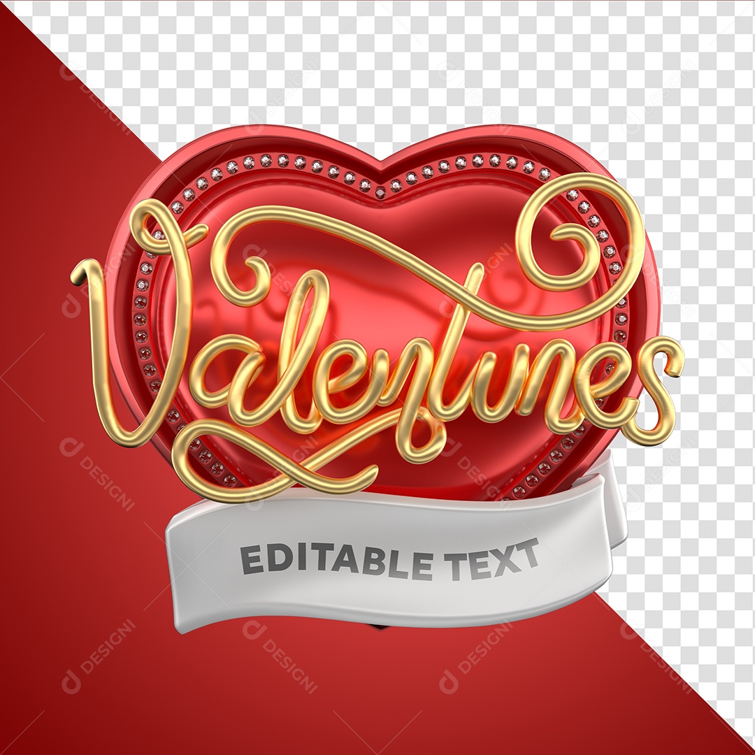 Valentunes Selo 3D do Dia Dos Namorados para Composição PSD