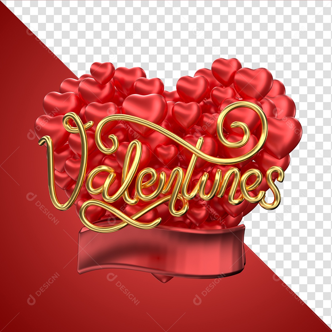 Valentunes Selo 3D do Dia Dos Namorados para Composição PSD