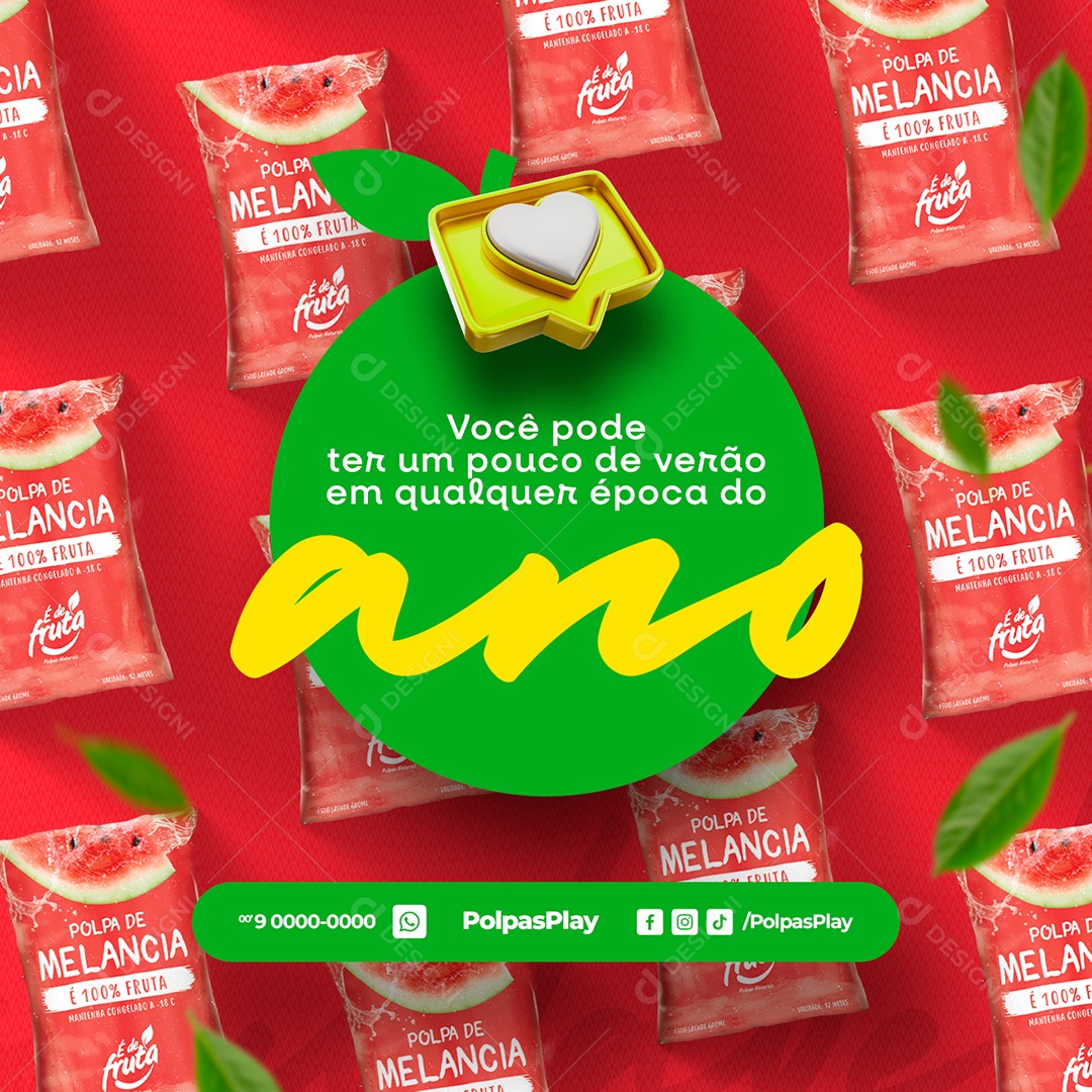 Polpas de Fruta Você Pode Ter um Pouco de Verão em Qualquer Época do Ano Polpa de Melancia Social Media PSD Editável