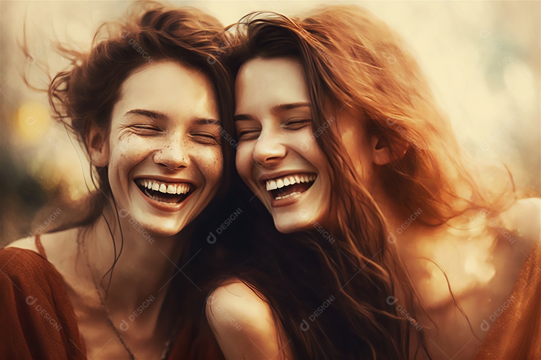 Ilustração duas mulheres sorrindo