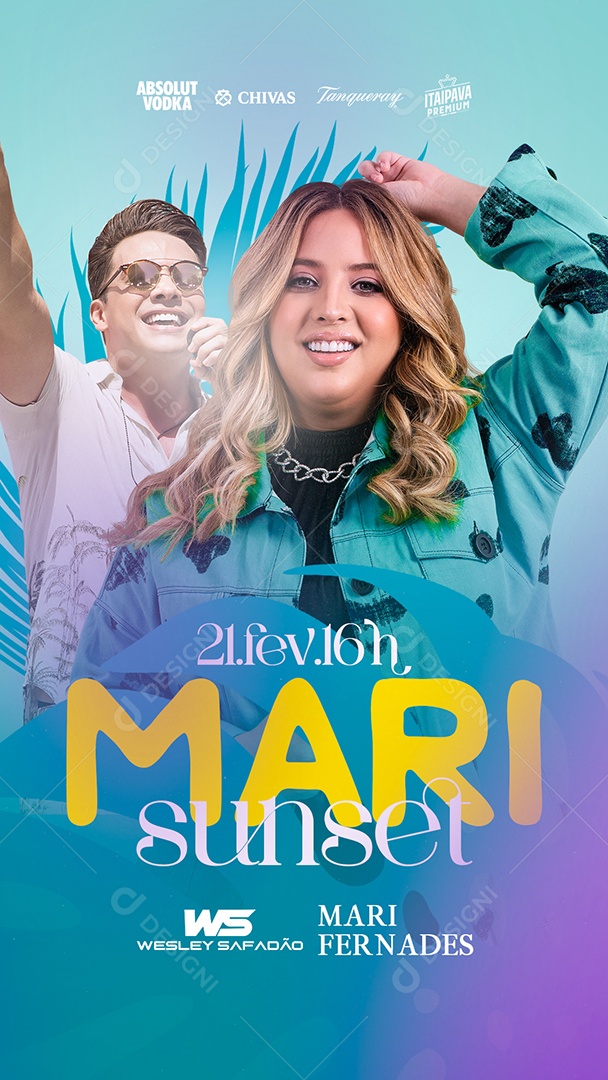 Story Mari Sunset Wesley Safadão Mari Fernandes Flyer Carnaval Social Media PSD Editável