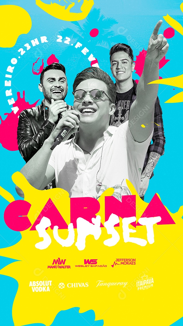 Story Carna Sunset Mano Walter Wesley Safadão Jefferson Moraes Flyer Carnaval Social Media PSD Editável