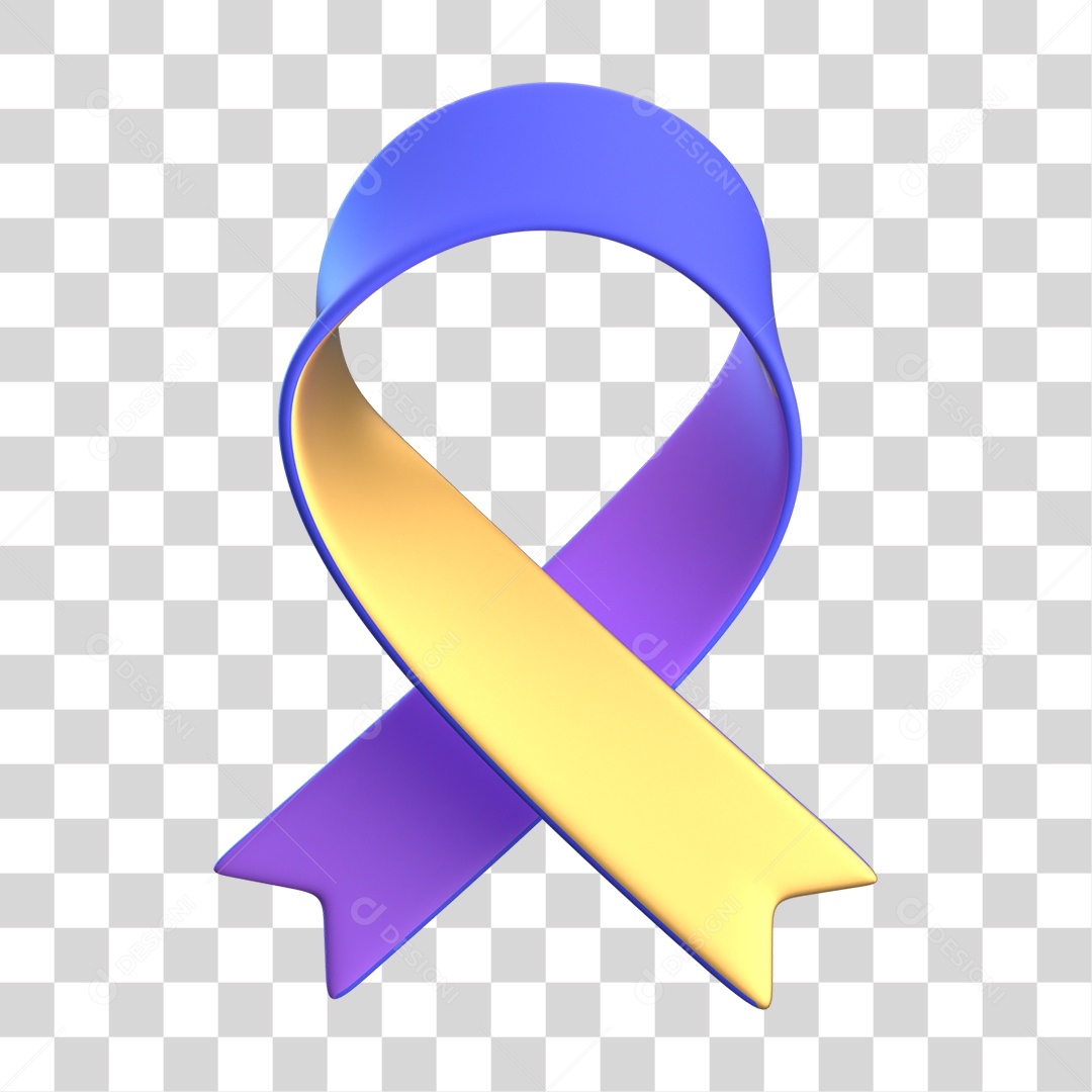 Fita Azul e Amarelo Elemento 3D para Composição PNG Transparente