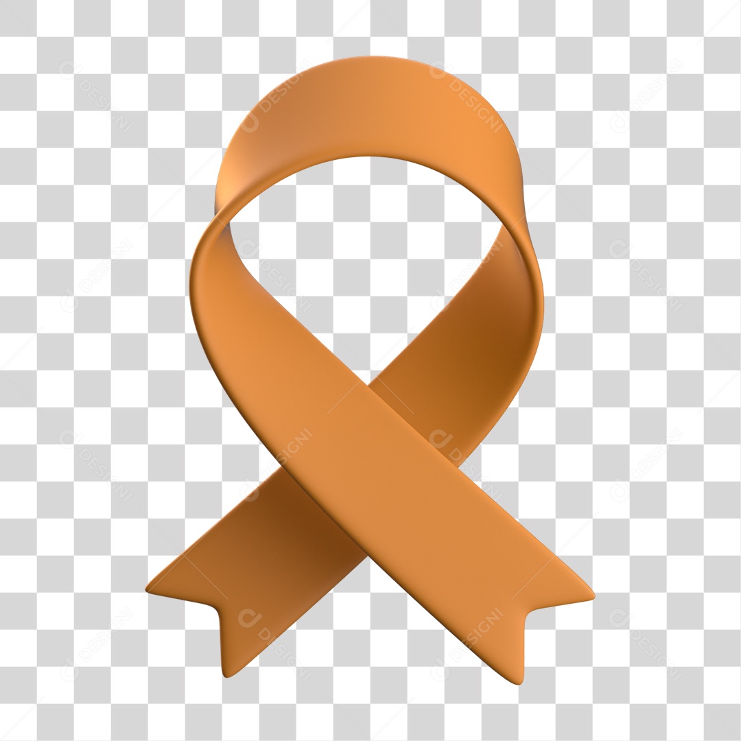 Fita Laranjada Elemento 3D para Composição PNG Transparente